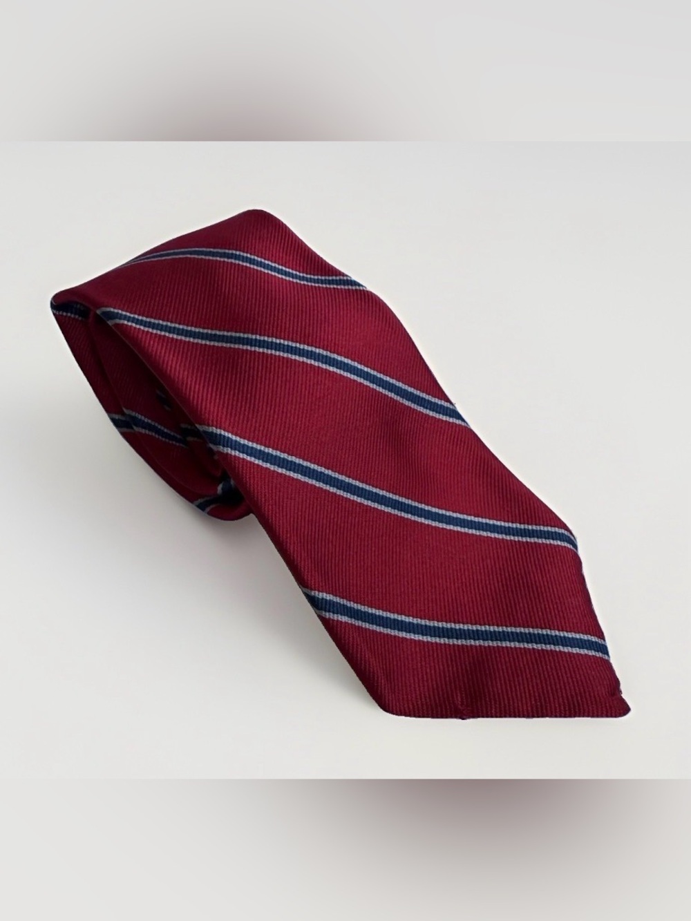 Vintage Resilio Silk Repp Stripe Tie Burgundy Navy Preppy Ivy League Made USA